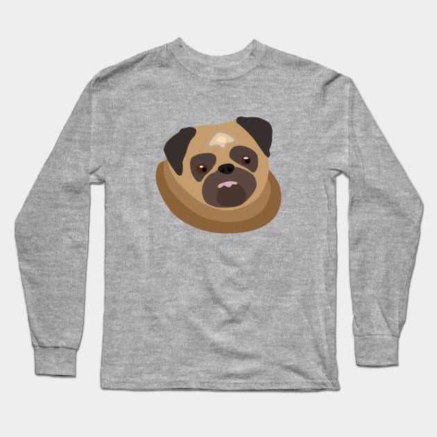 Cute fat pug – drawing of a puppy pug Long Sleeve T-Shirt by strangelyhandsome